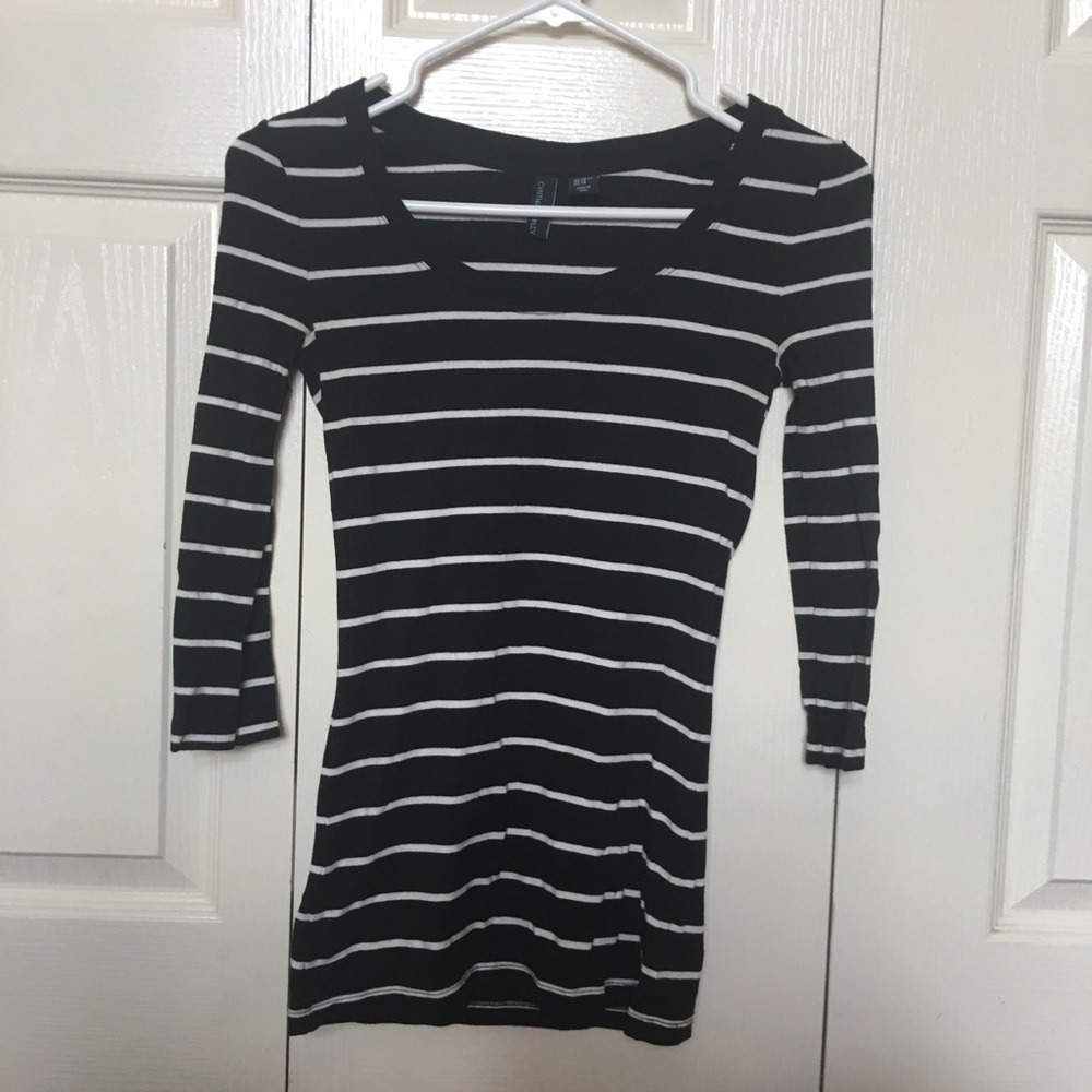 3/4 Sleeve Striped Tee